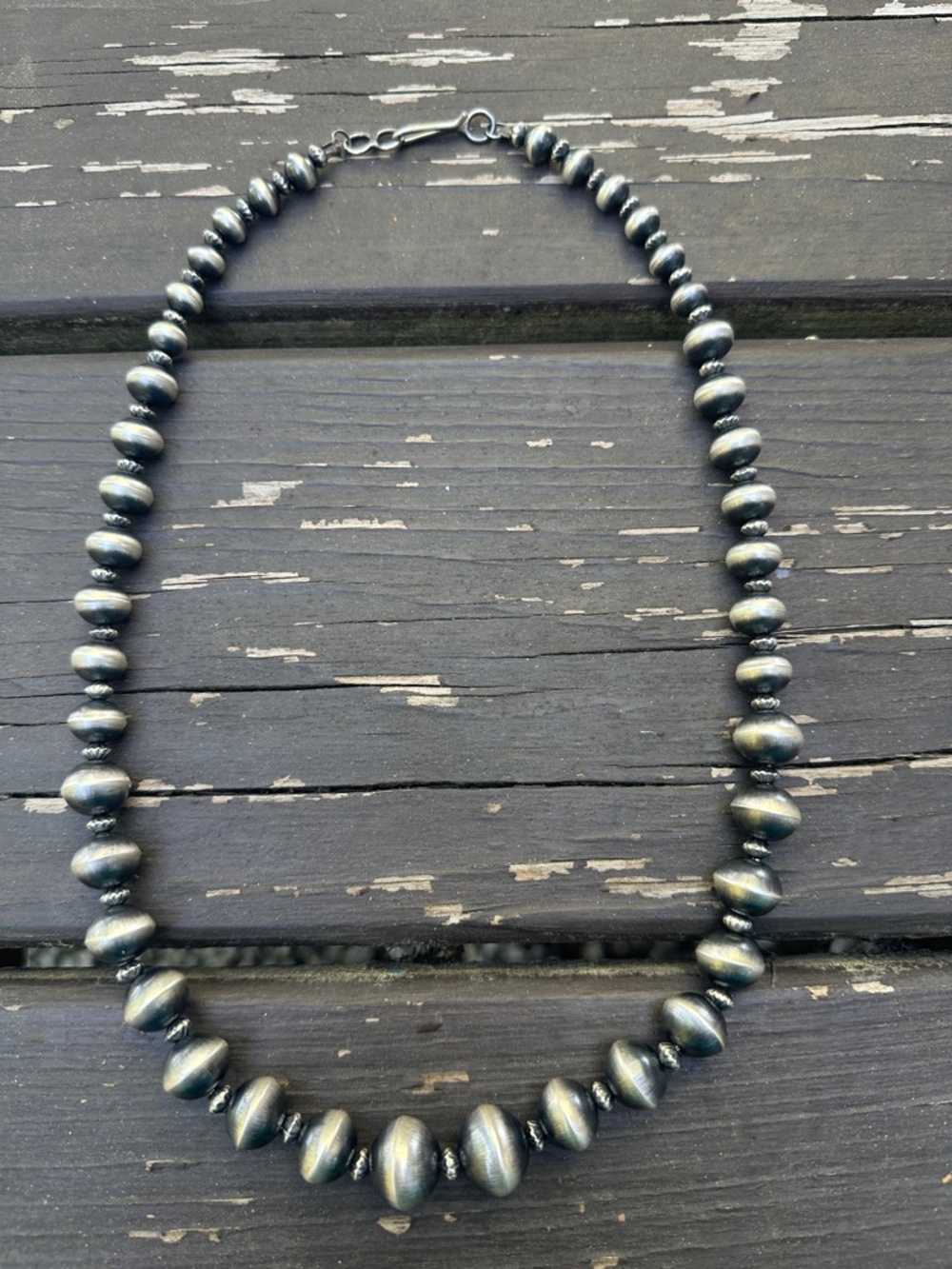 Navajo Tonisha Haley Handmade Graduated Sterling Silver Pearl Necklace